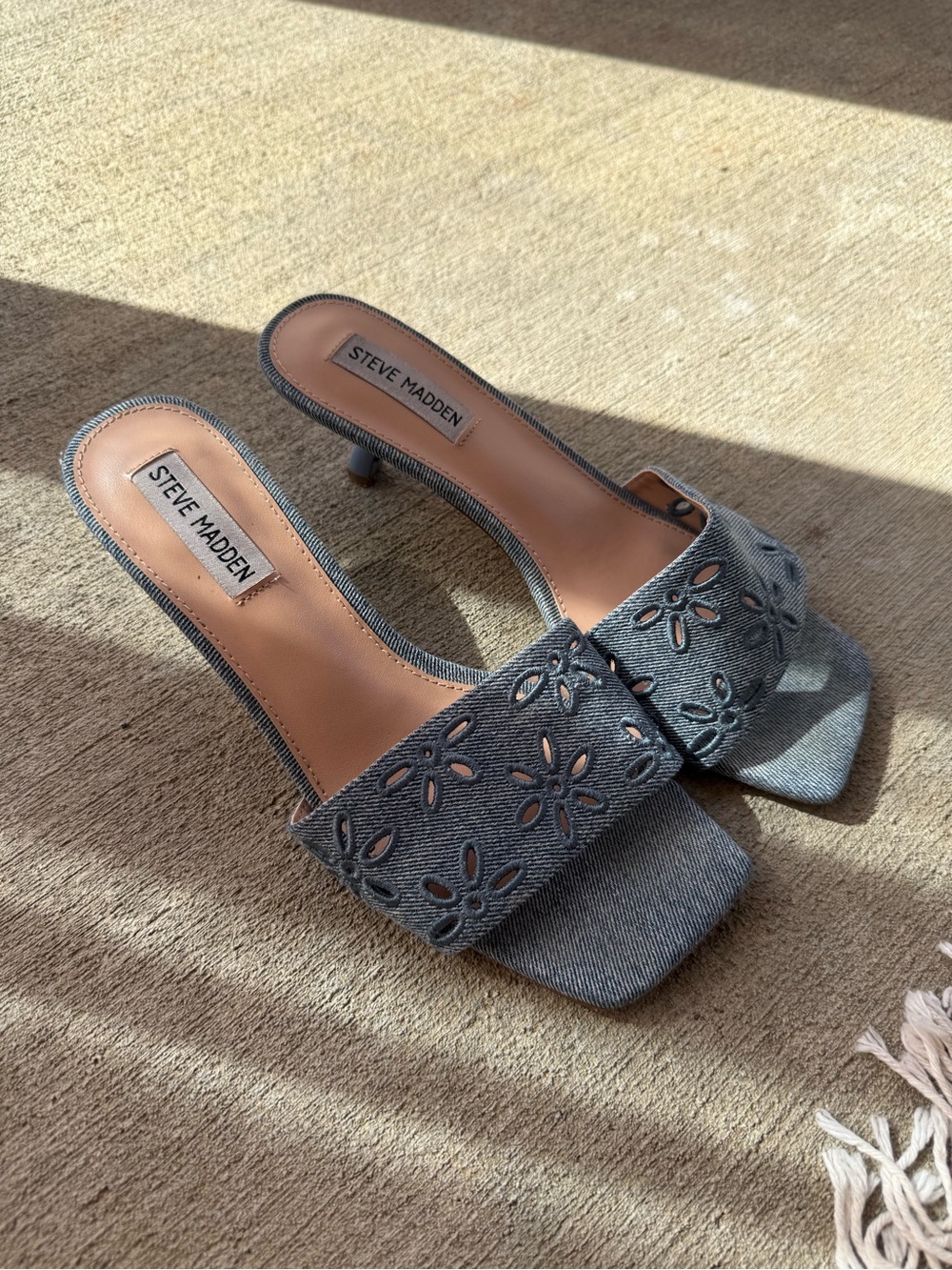 Steve Madden Denim Cutout Slide Heels